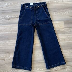 Pilcro Cropped Wide-Leg Jeans in Dark Blue